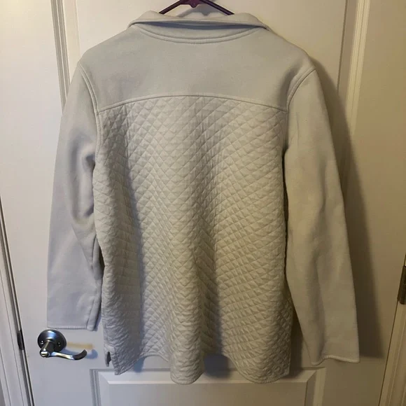 L.L.Bean Quilted Cream Pullover Quarter Zip XL - Picture 2 of 5